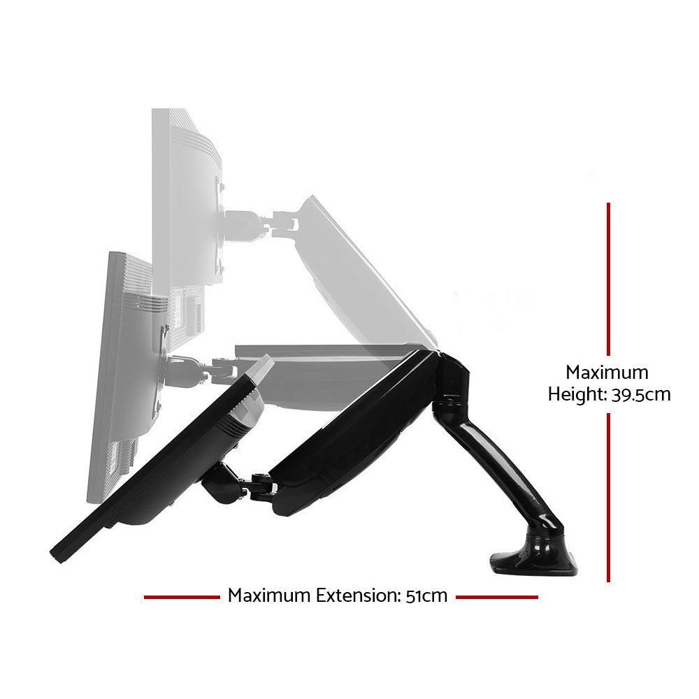 Artiss Monitor Arm Mount Dual Gas Black - John Cootes