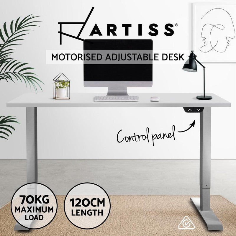 Artiss Motorized Standing Desk 120cm Adjustable in White - John Cootes
