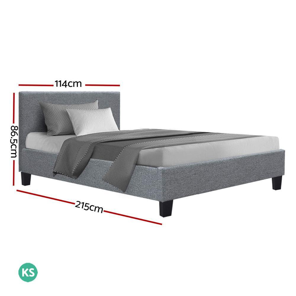 Artiss Neo Bed Frame Fabric - Grey King Single - John Cootes