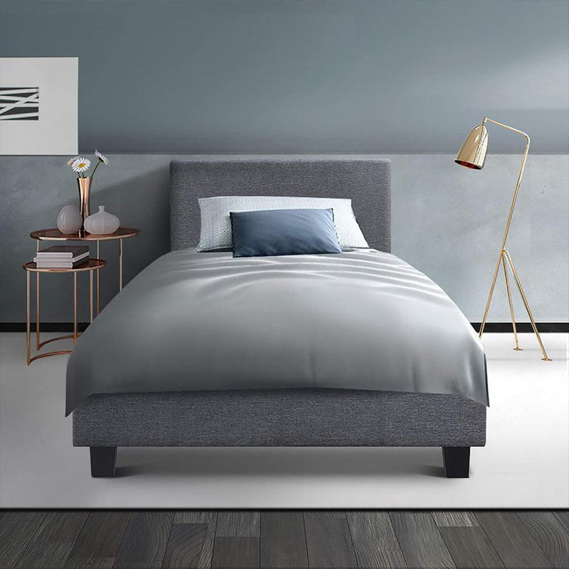 Artiss Neo Bed Frame Fabric - Grey Single - John Cootes