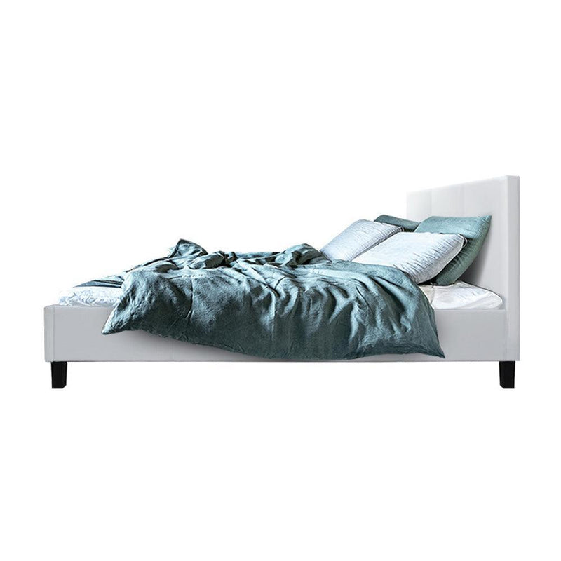 Artiss Neo Bed Frame PU Leather - White Double - John Cootes
