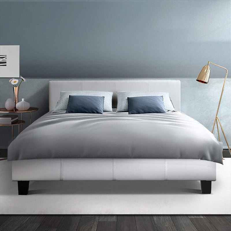 Artiss Neo Bed Frame PU Leather - White Double - John Cootes