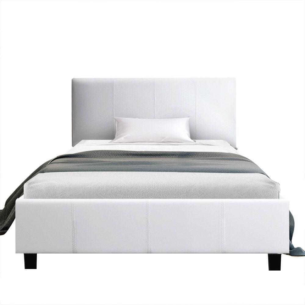 Artiss Neo Bed Frame PU Leather - White King Single - John Cootes