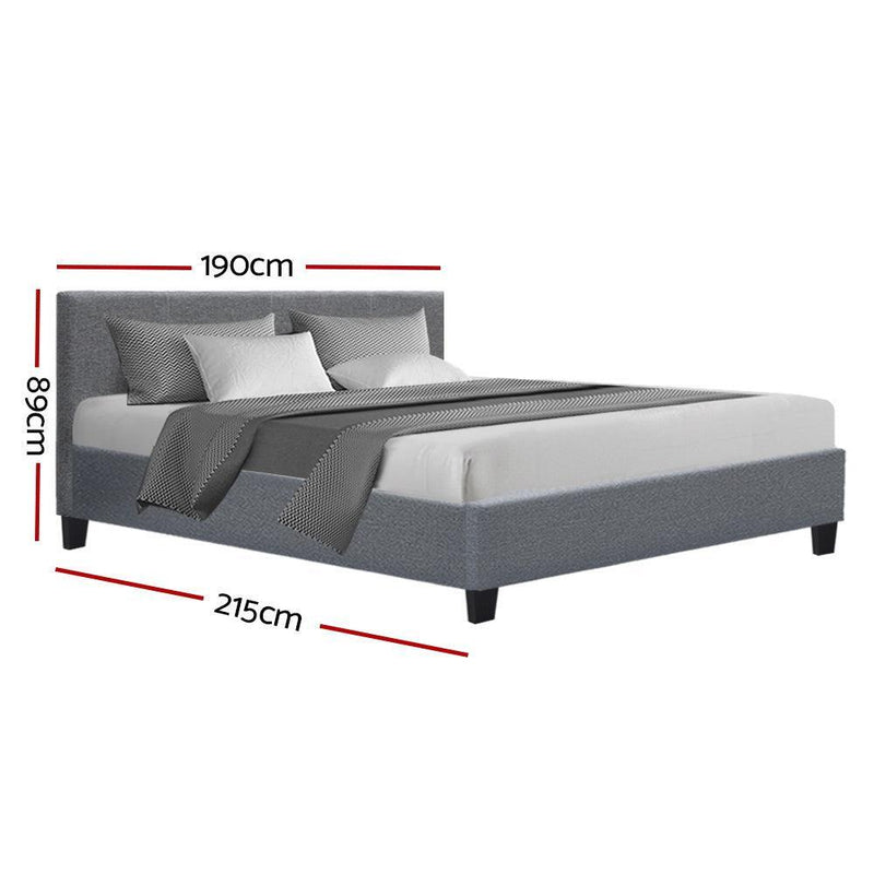 Artiss Neo Fabric Bed Frame - Grey King - John Cootes