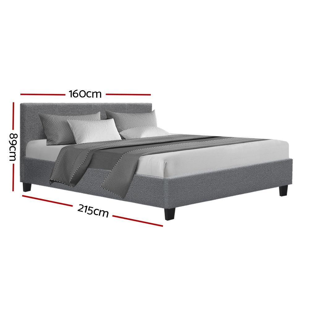 Artiss Neo Fabric Bed Frame - Grey Queen - John Cootes