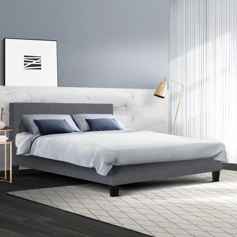 Artiss Neo Fabric Bed Frame - Grey Queen - John Cootes