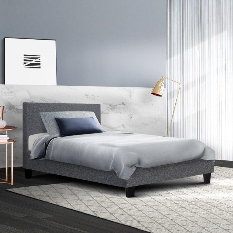 Artiss Neo Fabric Bed Frame - Grey Single - John Cootes