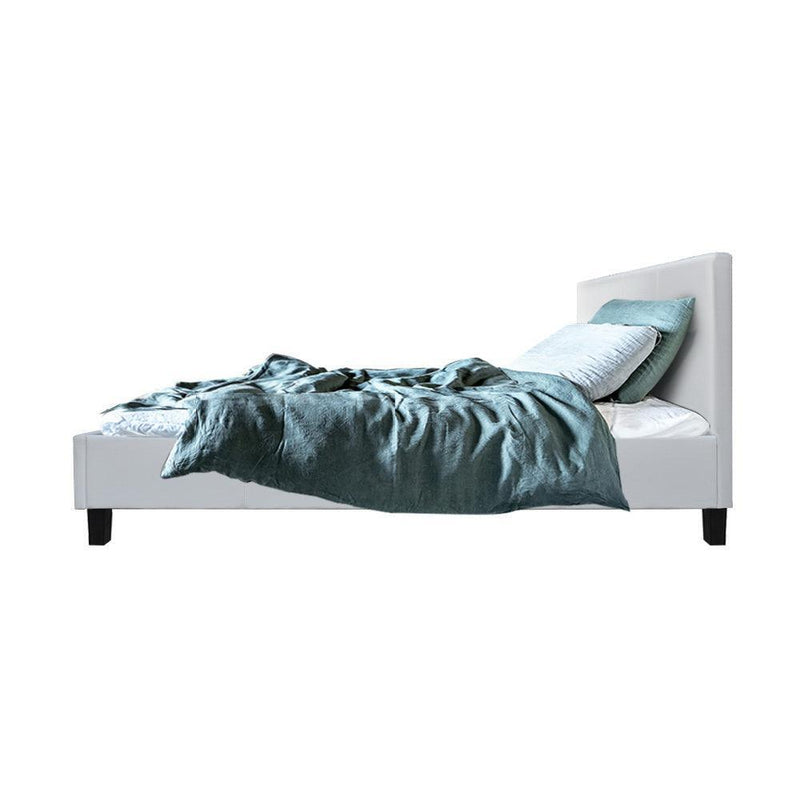 Artiss Neo PU Leather Bed Frame - White King Single - John Cootes