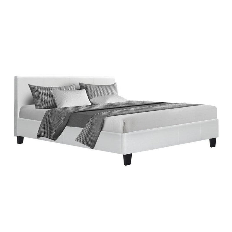 Artiss Neo PU Leather Bed Frame - White Queen - John Cootes