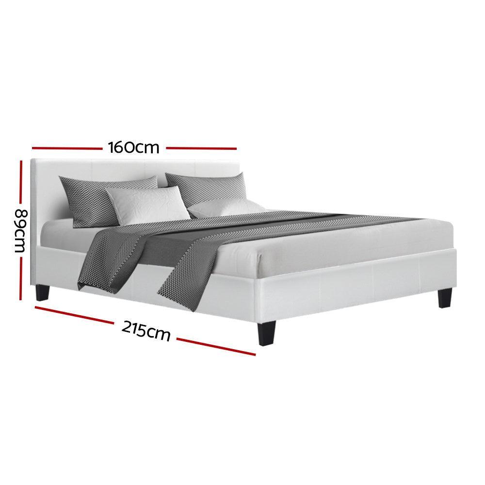 Artiss Neo PU Leather Bed Frame - White Queen - John Cootes