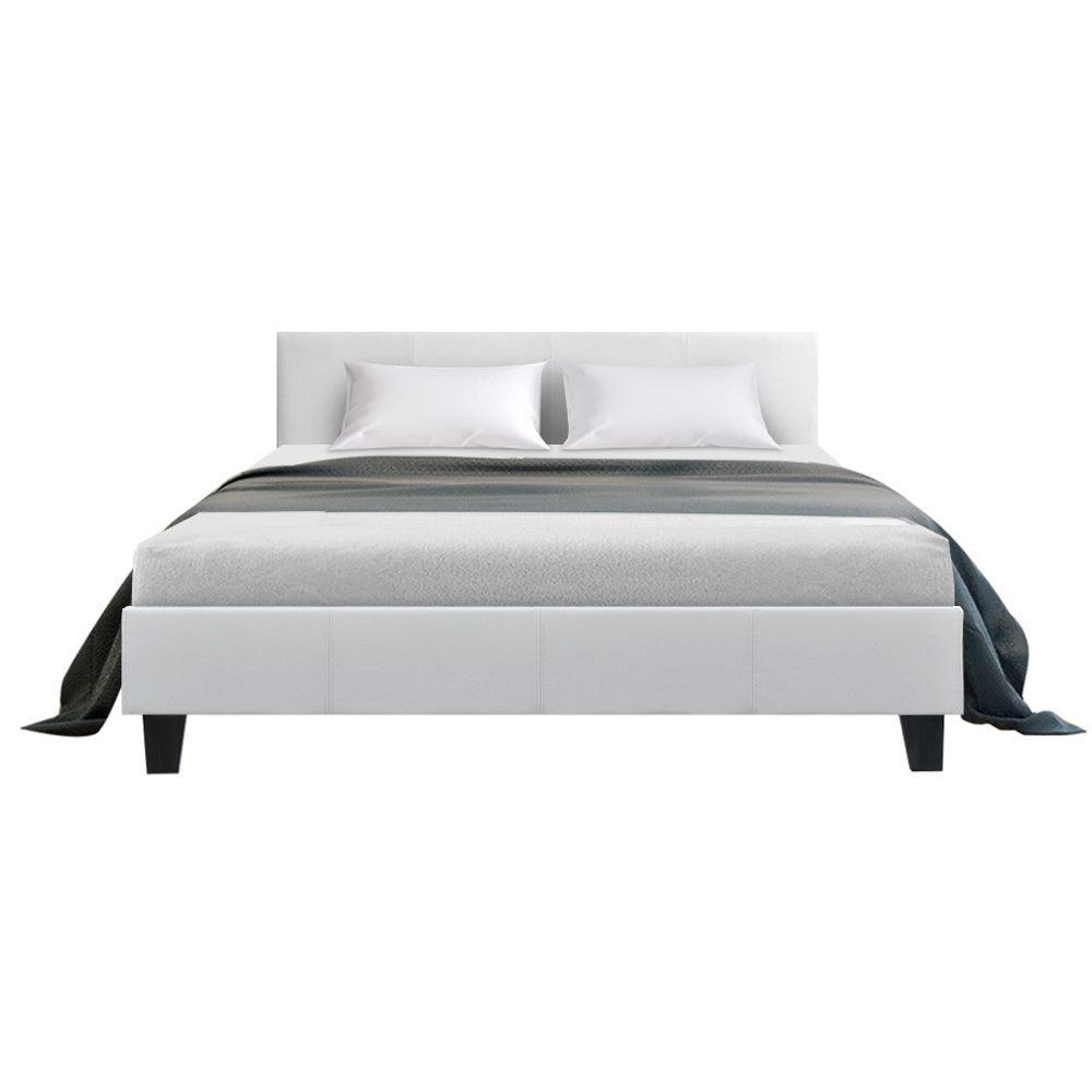 Artiss Neo PU Leather Bed Frame - White Queen - John Cootes