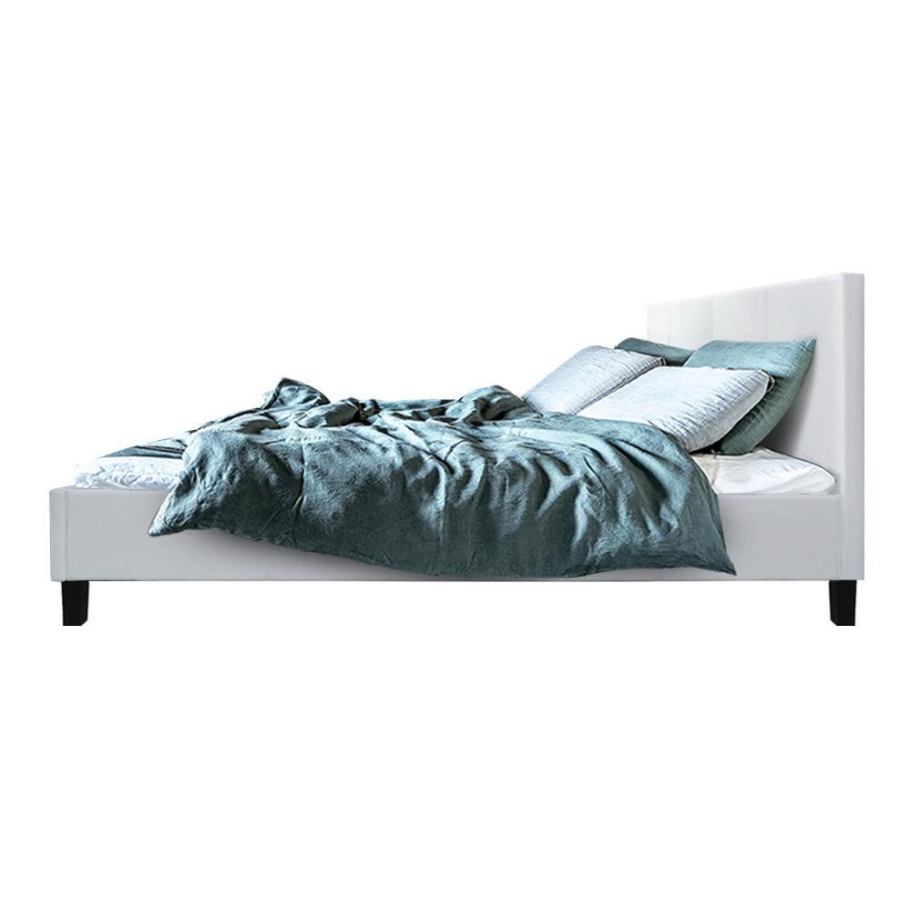 Artiss Neo PU Leather Bed Frame - White Queen - John Cootes