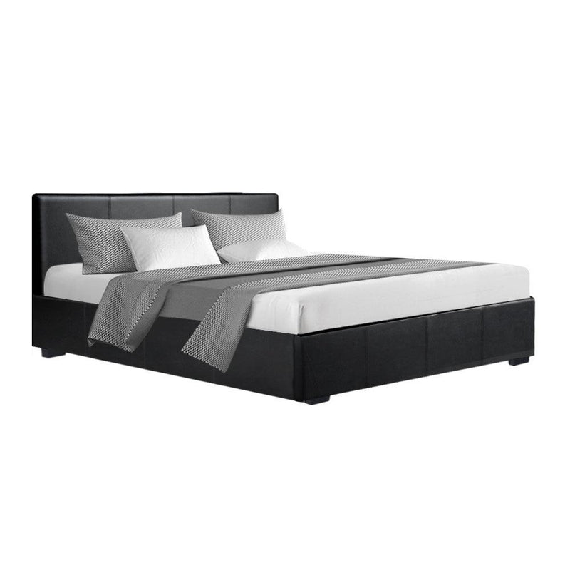 Artiss Nino Bed Frame PU Leather - Black Queen - John Cootes