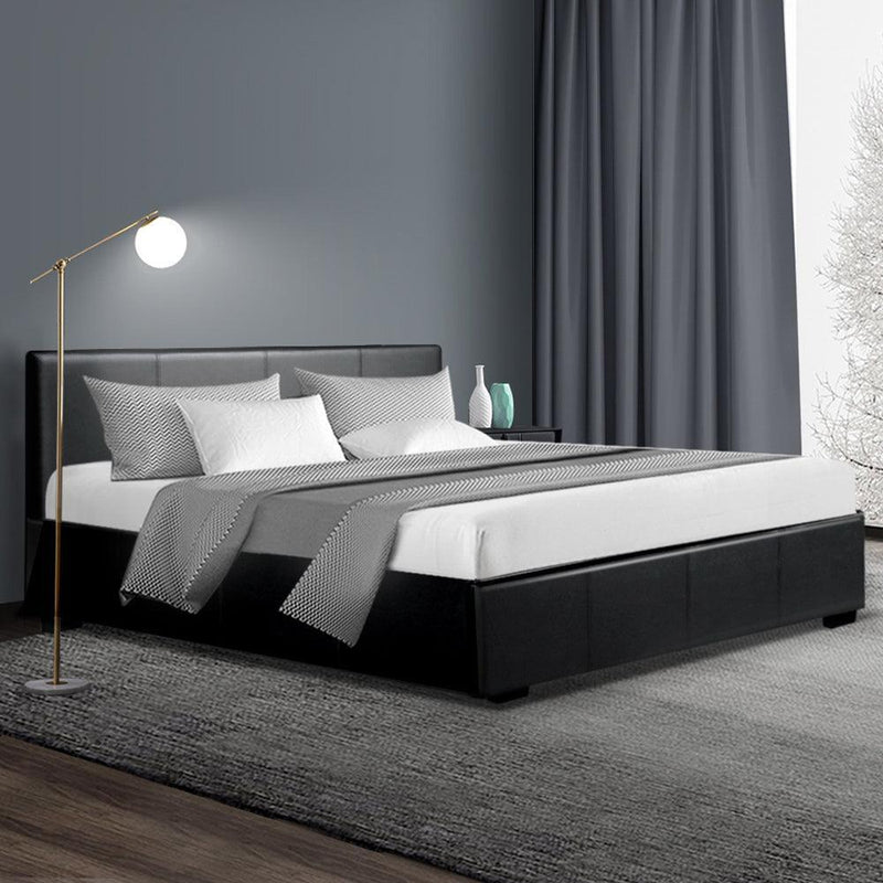 Artiss Nino Bed Frame PU Leather - Black Queen - John Cootes