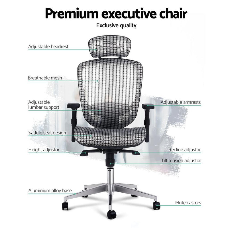 Artiss Office Chair Gaming Chair Computer Chairs Mesh Net Seating Grey - John Cootes
