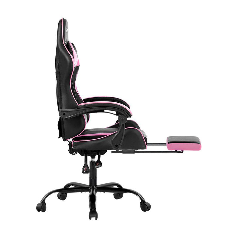 Artiss Office Chair Gaming Chair Computer Chairs Recliner PU Leather Seat Armrest Footrest Black Pink - John Cootes