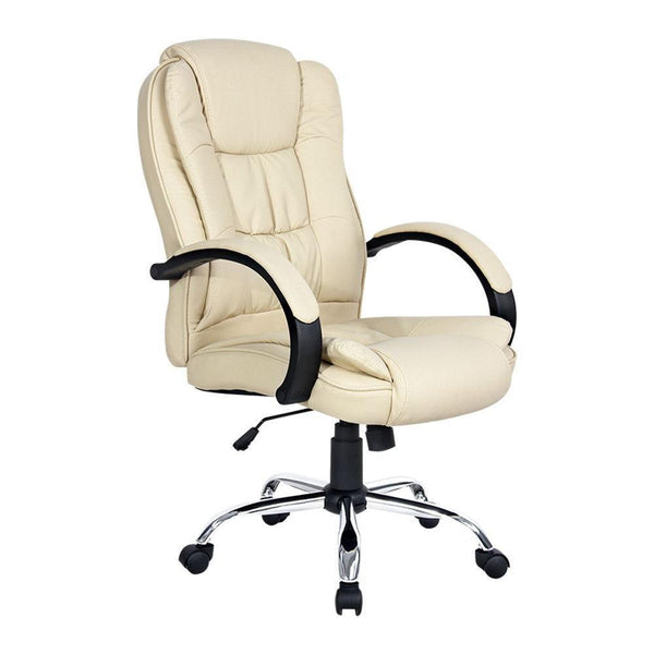 Artiss Office Chair Gaming Computer Chairs Executive PU Leather Seat Beige - John Cootes