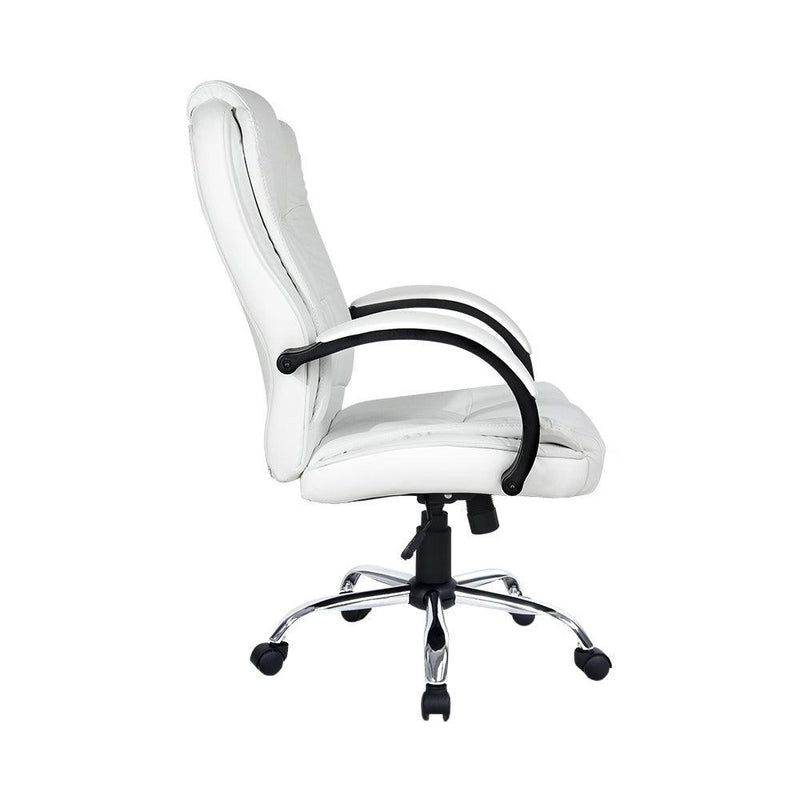 Artiss Office Chair Gaming Computer Chairs Executive PU Leather Seating White - John Cootes