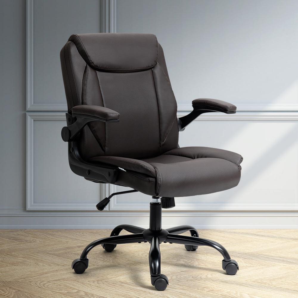 Artiss Office Chair Gaming Computer Executive Chairs Leather Tilt Swivel Brown - John Cootes