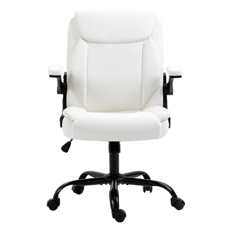 Artiss Office Chair Leather Computer Executive Chairs Gaming Study Desk White - John Cootes