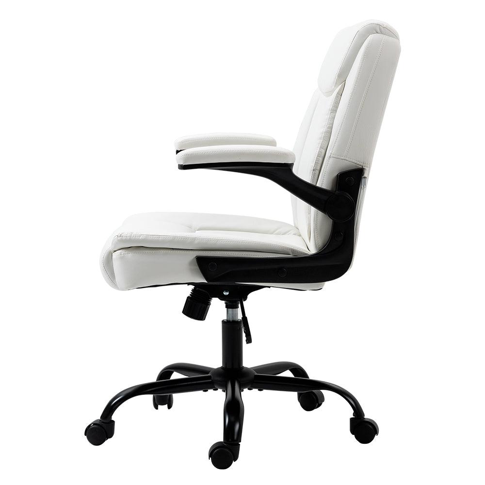 Artiss Office Chair Leather Computer Executive Chairs Gaming Study Desk White - John Cootes