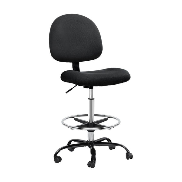 Artiss Office Chair Veer Drafting Stool Fabric Chairs Black - John Cootes