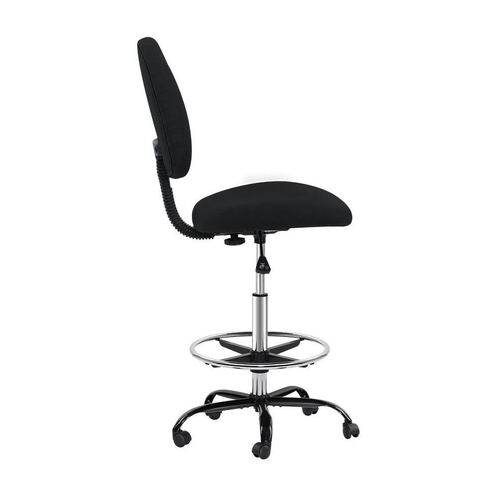 Artiss Office Chair Veer Drafting Stool Fabric Chairs Black - John Cootes