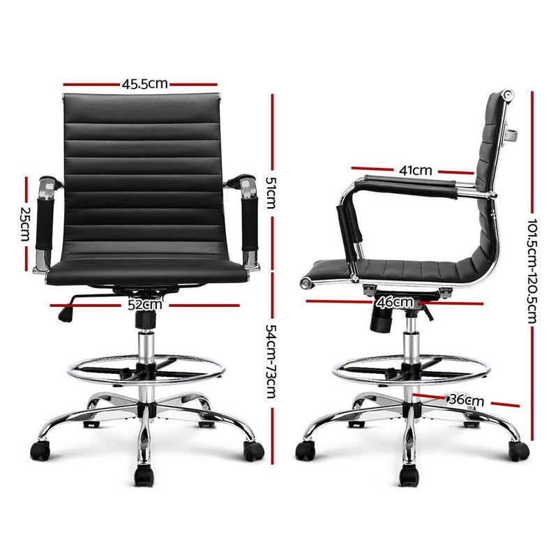 Artiss Office Chair Veer Drafting Stool Mesh Chairs Armrest Standing Desk Black - John Cootes