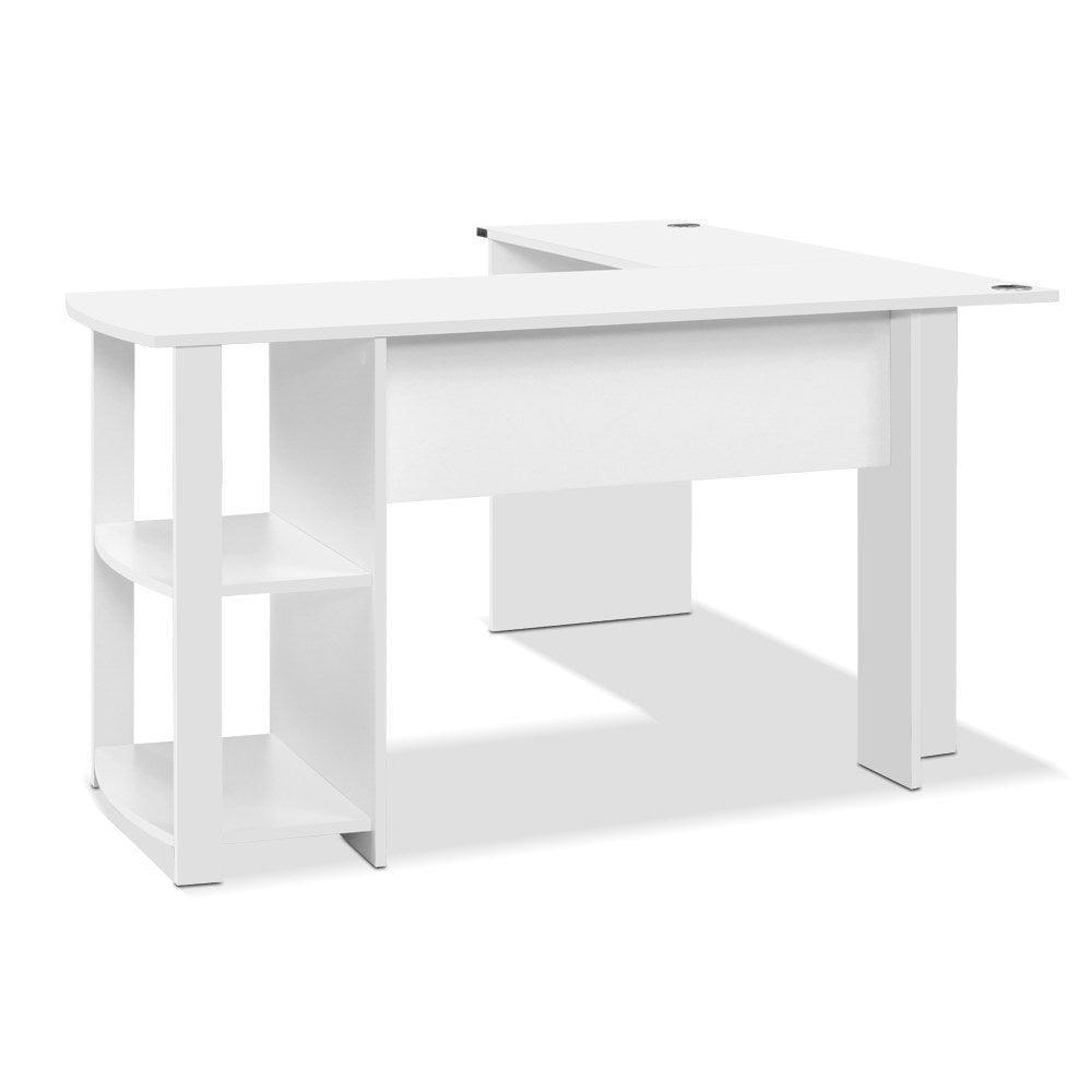 Artiss Office Computer Desk Corner Student Study Table Workstation L-Shape Shelf White - John Cootes