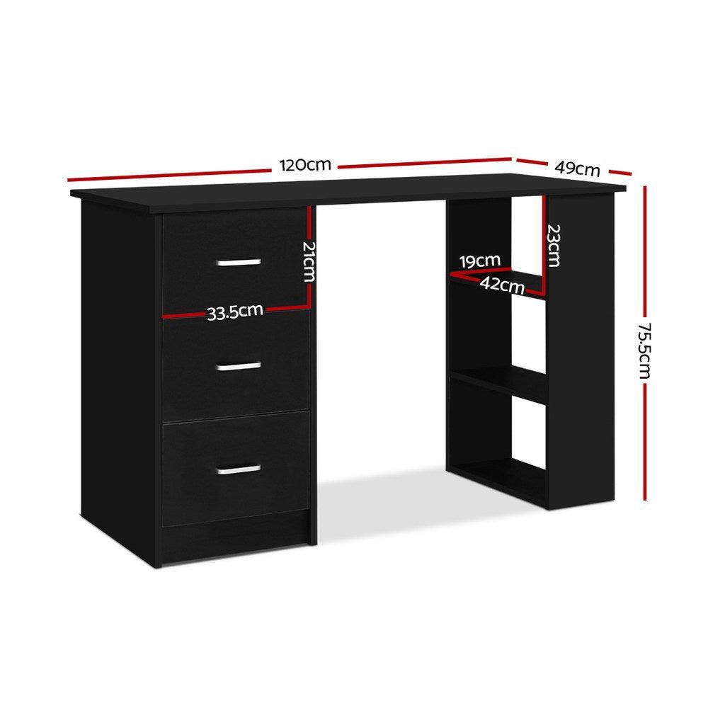 Artiss Office Computer Desk Student Study Table Workstation 3 Drawers 120cm Black - John Cootes