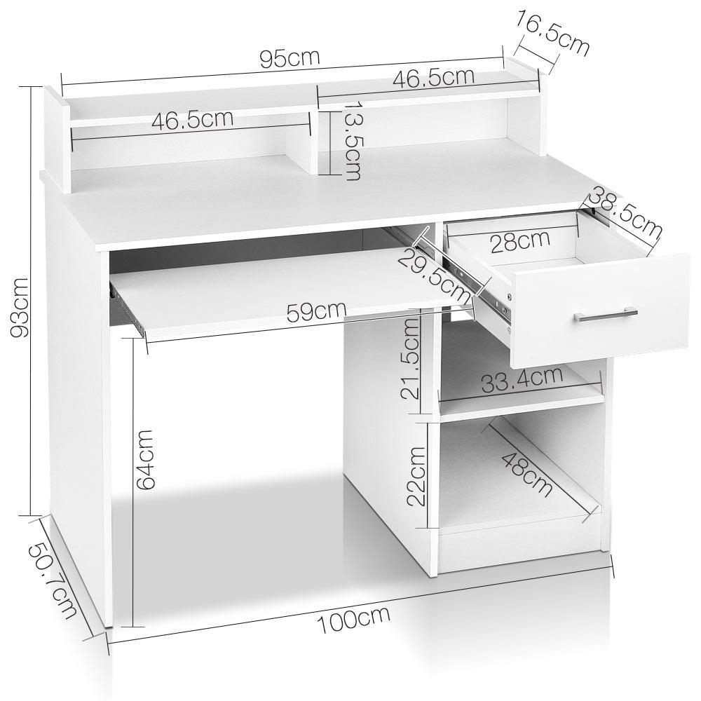 Artiss Office Computer Desk with Storage - White - John Cootes