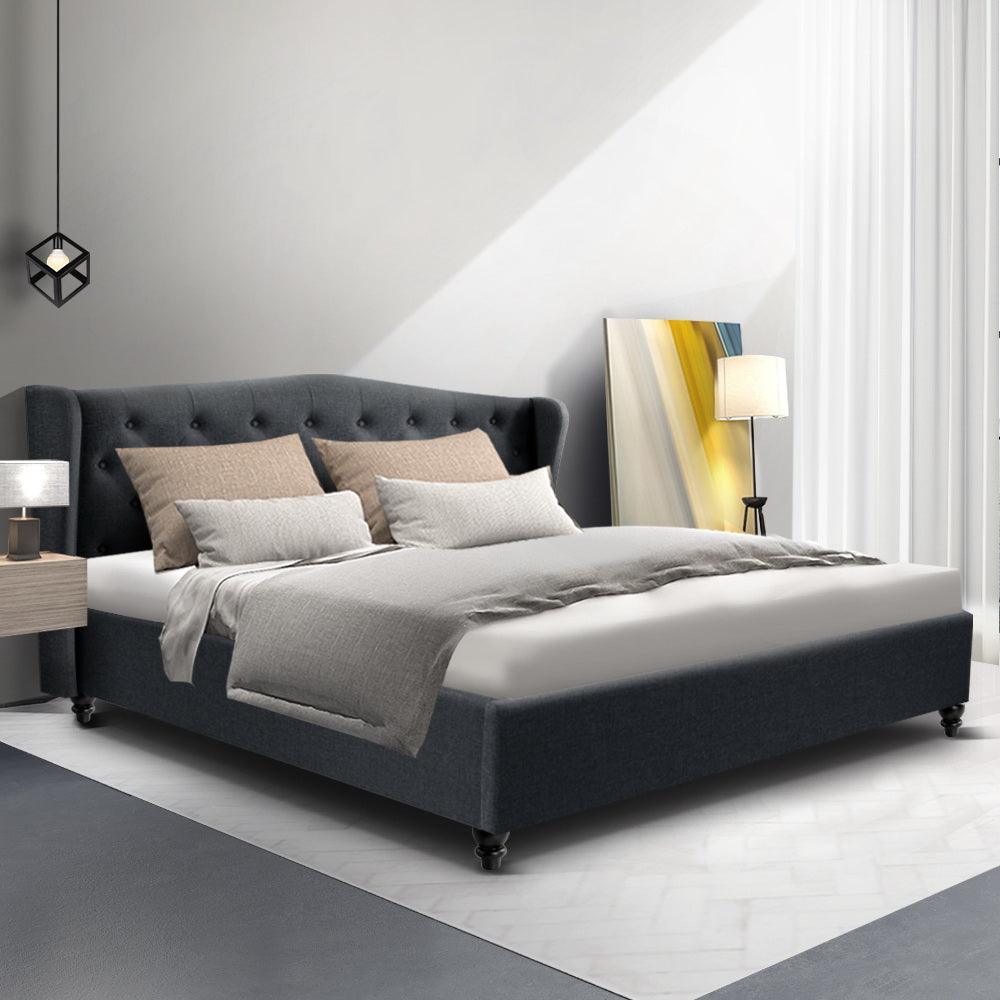 Artiss Pier Bed Frame Fabric - Charcoal King - John Cootes