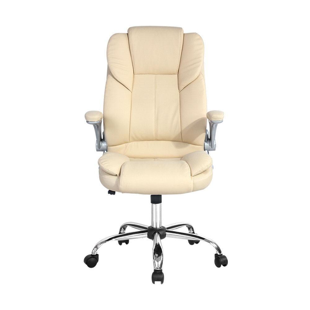 Artiss PU Leather Executive Office Desk Chair - Beige - John Cootes