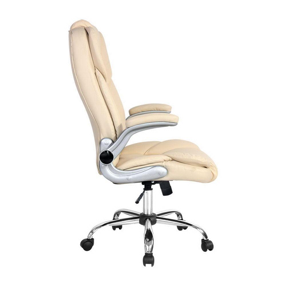 Artiss PU Leather Executive Office Desk Chair - Beige - John Cootes