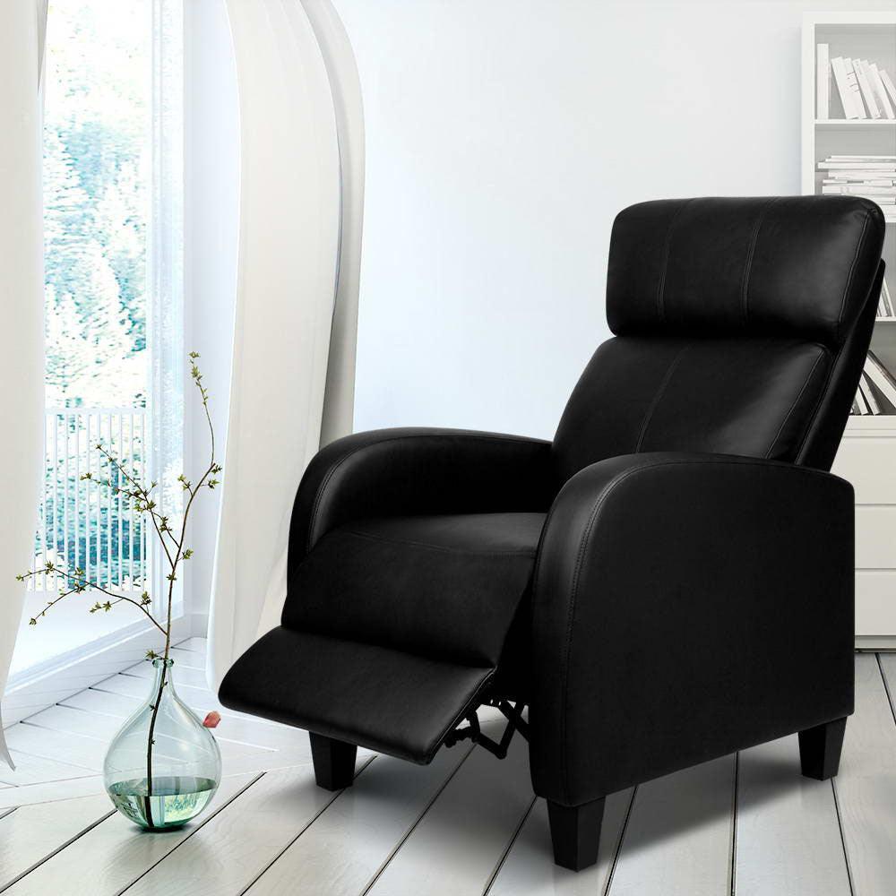 Artiss PU Leather Reclining Armchair - Black - John Cootes