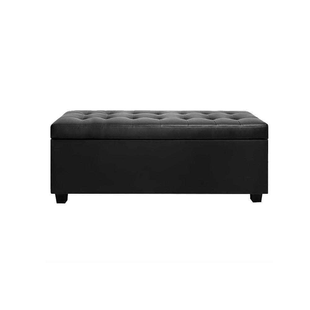 Artiss PU Leather Storage Ottoman - Black - John Cootes