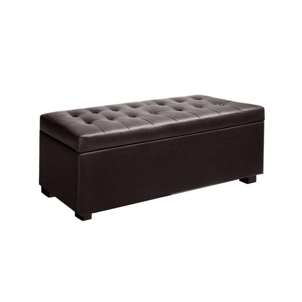 Artiss PU Leather Storage Ottoman - Brown - John Cootes