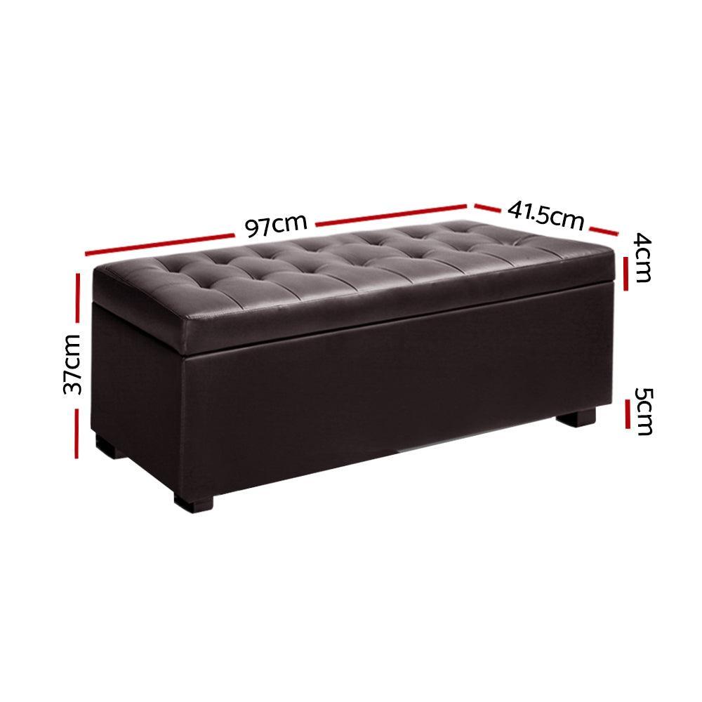 Artiss PU Leather Storage Ottoman - Brown - John Cootes