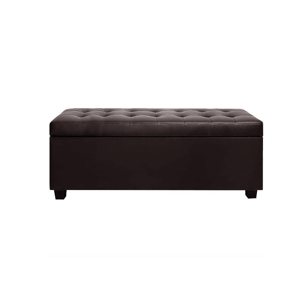 Artiss PU Leather Storage Ottoman - Brown - John Cootes