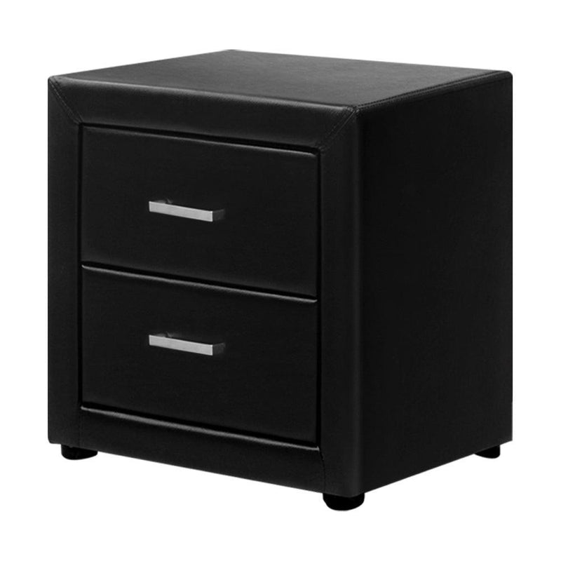 Artiss PVC Leather Bedside Table - Black - John Cootes