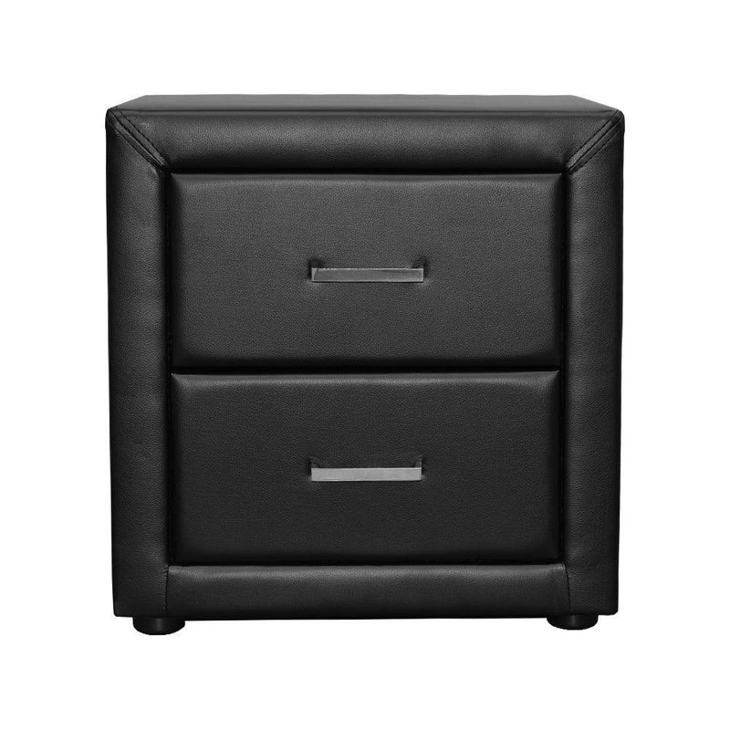 Artiss PVC Leather Bedside Table - Black - John Cootes