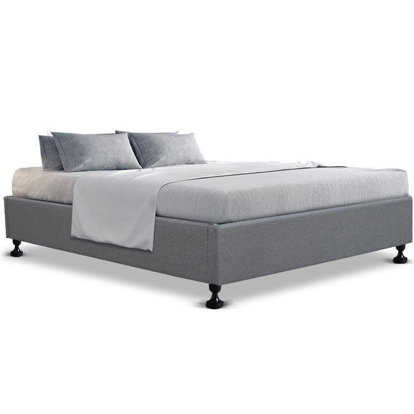 Artiss Queen Size Fabric and Wood Bed Frame - Grey - John Cootes