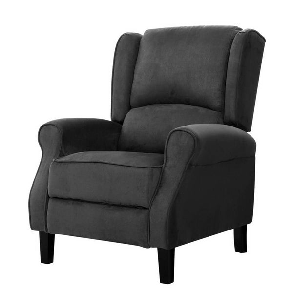 Artiss Recliner Chair Adjustable Sofa Lounge Soft Suede Armchair Couch Black - John Cootes