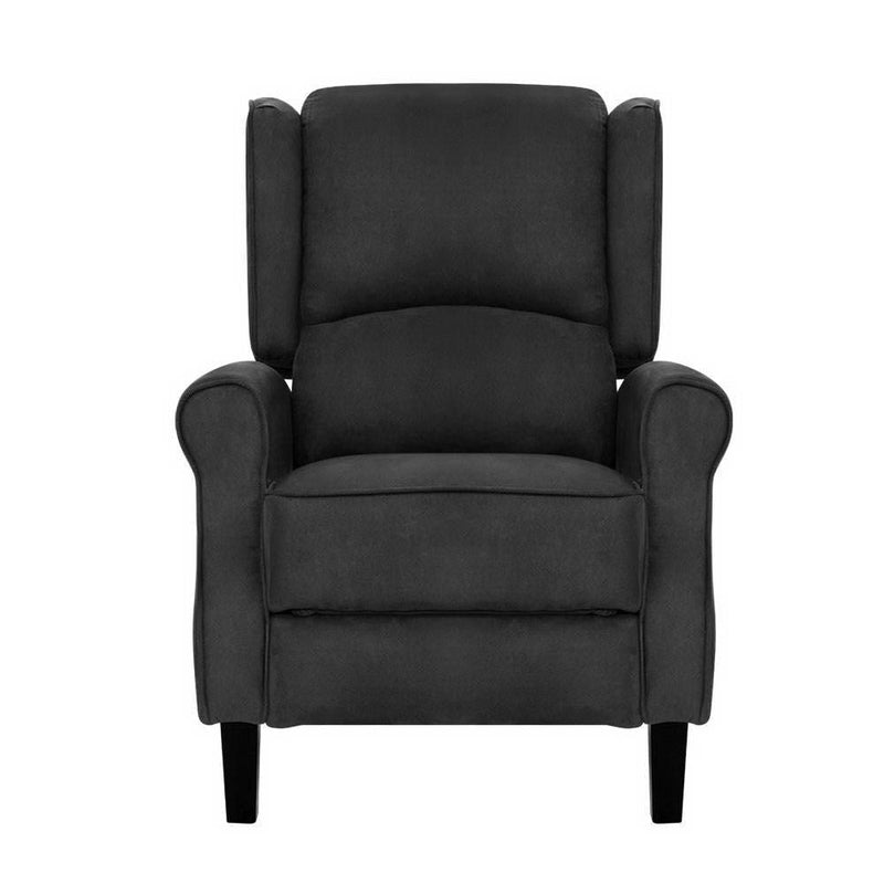 Artiss Recliner Chair Adjustable Sofa Lounge Soft Suede Armchair Couch Black - John Cootes