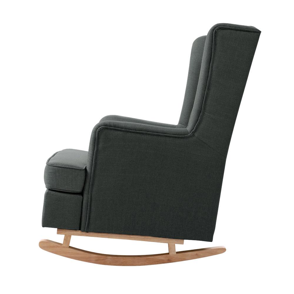 Artiss Rocking Armchair Feeding Chair Fabric Armchairs Lounge Recliner Charcoal - John Cootes