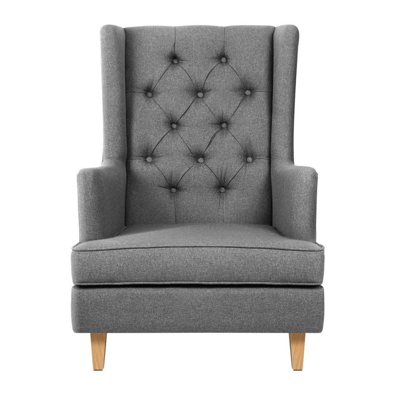 Artiss Rocking Armchair Feeding Chair Linen Fabric Armchairs Lounge Retro Grey - John Cootes