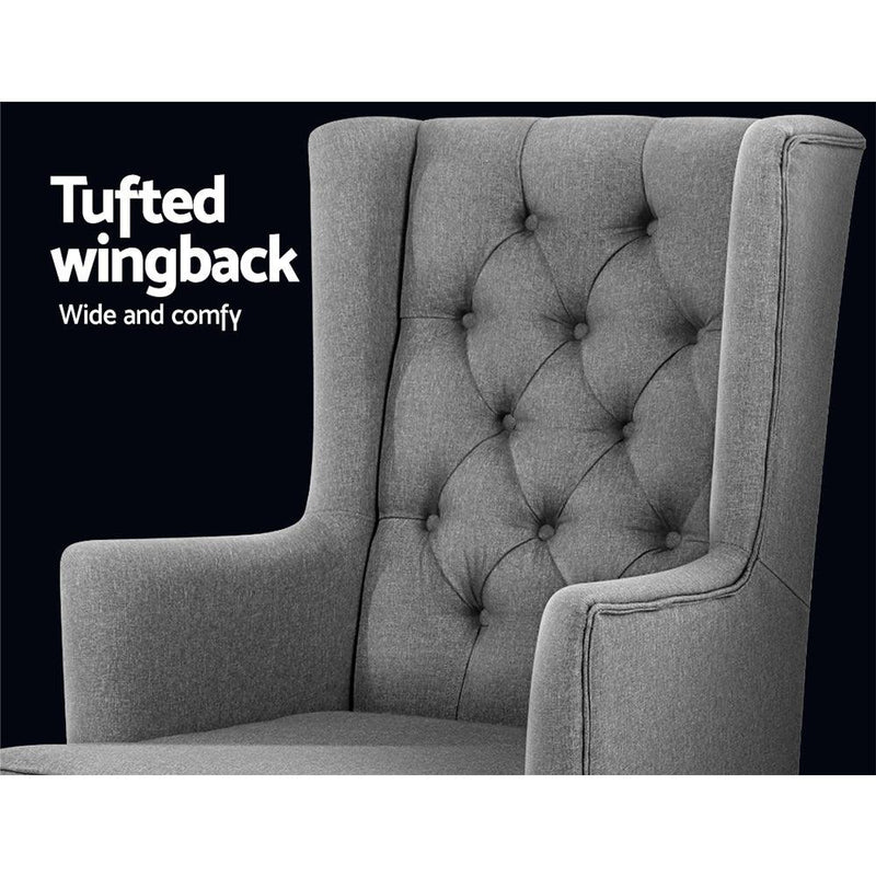 Artiss Rocking Armchair Feeding Chair Linen Fabric Armchairs Lounge Retro Grey - John Cootes