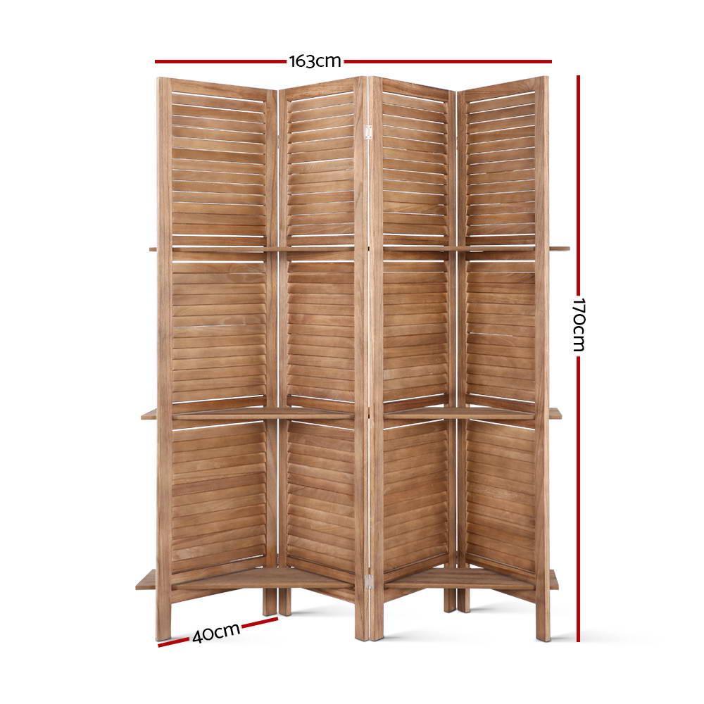 Artiss Room Divider Privacy Screen Foldable Partition Stand 4 Panel Brown - John Cootes