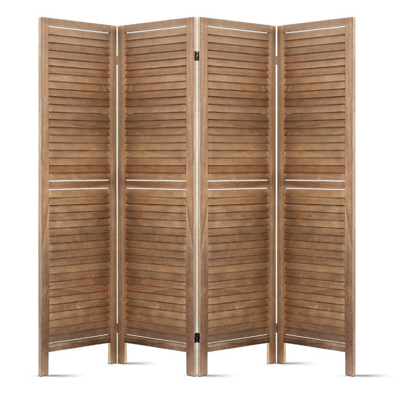 Artiss Room Divider Privacy Screen Foldable Partition Stand 4 Panel Brown - John Cootes