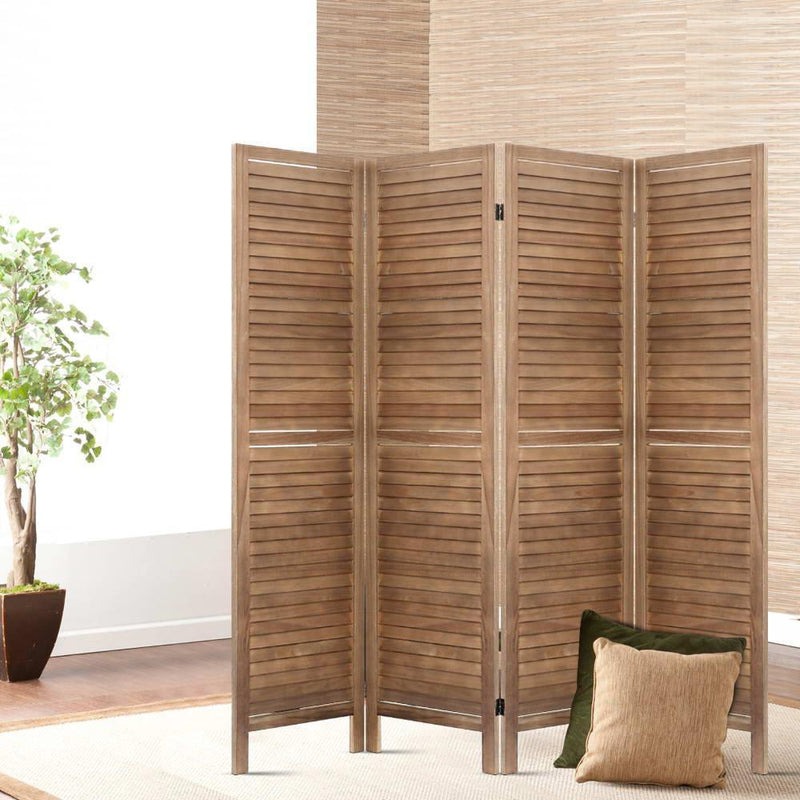 Artiss Room Divider Privacy Screen Foldable Partition Stand 4 Panel Brown - John Cootes